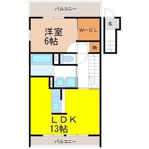 ウィルグレイス(1LDK/2階)の間取り写真