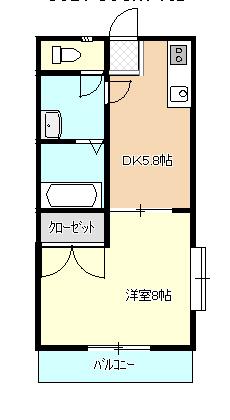 コージーコート(1DK/2階)の間取り写真