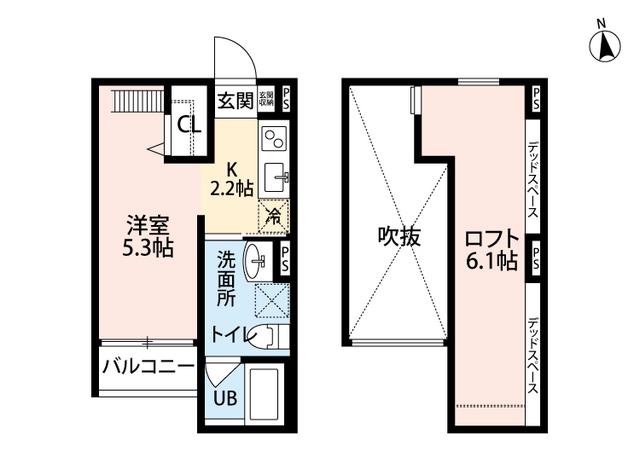 クレセント(1K/2階)の間取り写真