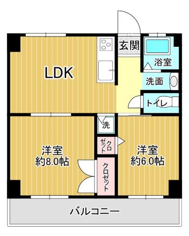 第一好木ビル(2LDK/4階)の間取り写真
