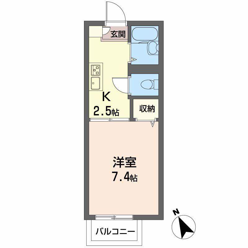 ドルチェ若宮(1K/2階)の間取り写真