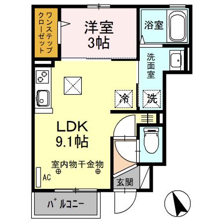 ラベージ(1LDK/1階)の間取り写真