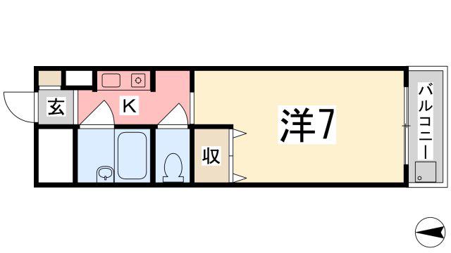 ロッキーコート太子(1K/5階)の間取り写真