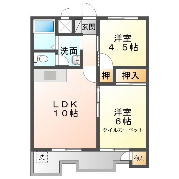 ヴィレッジ杉田A(2LDK/3階)の間取り写真