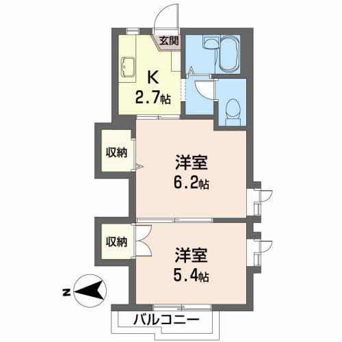 メゾンパークスIII(2K/2階)の間取り写真