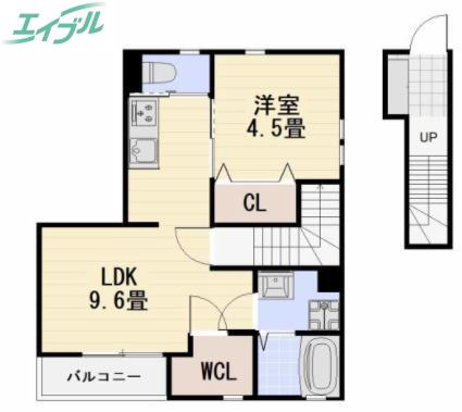 ASUNTO(1LDK/2階)の間取り写真