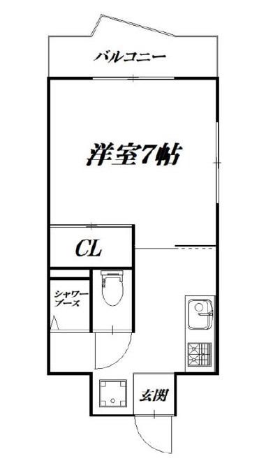 TJハイツ住吉(1K/4階)の間取り写真