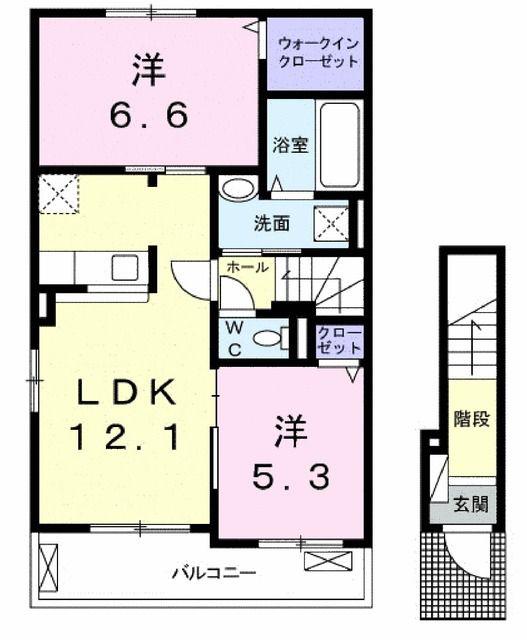 サンリッチ カドイケ(2LDK/2階)の間取り写真