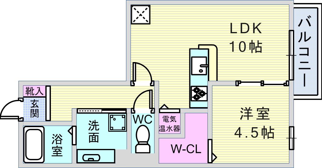 クレールコート(1LDK/2階)の間取り写真