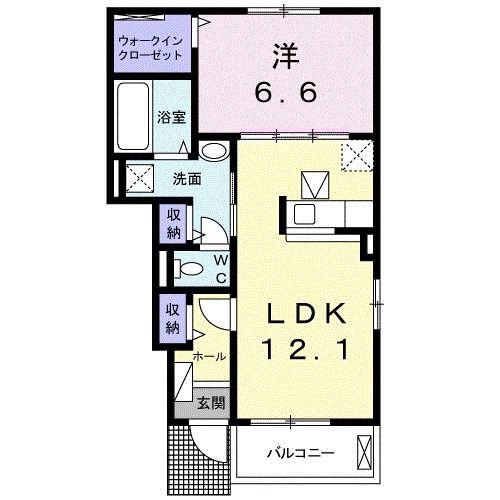 クレール 立畑(1LDK/1階)の間取り写真