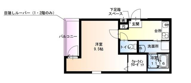 フジパレス新金岡V番館(1K/1階)の間取り写真