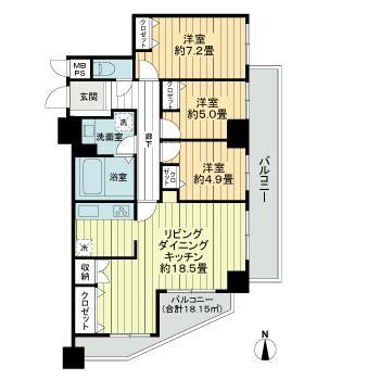 ナイスステージ宇都宮参番館(3LDK/2階)の間取り写真