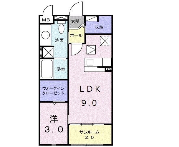 グレイスタウンC(1LDK/1階)の間取り写真