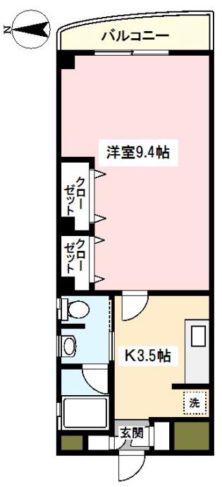 VERDI(1K/3階)の間取り写真