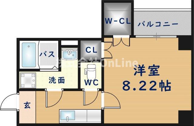 ドゥエリング上汐(1K/3階)の間取り写真