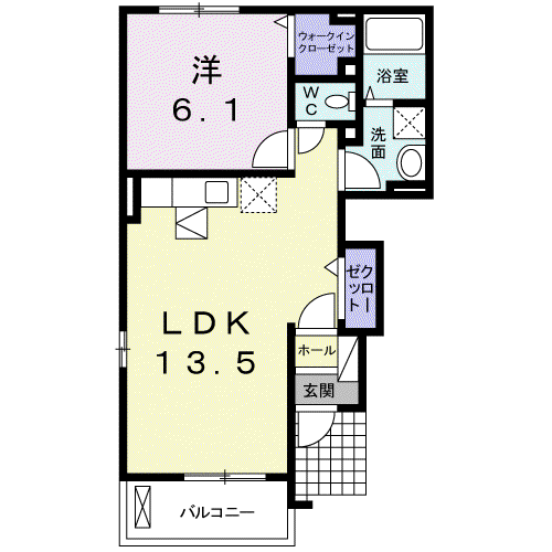 グロワールA(1LDK/1階)の間取り写真