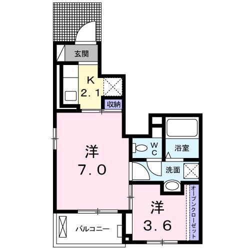マルベリー(2K/1階)の間取り写真