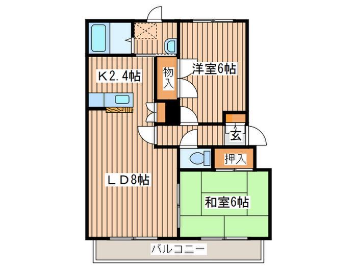 ハーベストコート(2LDK/4階)の間取り写真