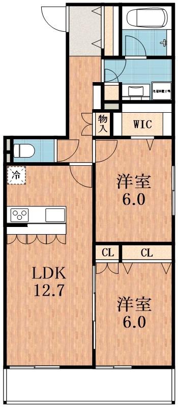 メゾンベール難波(2LDK/3階)の間取り写真