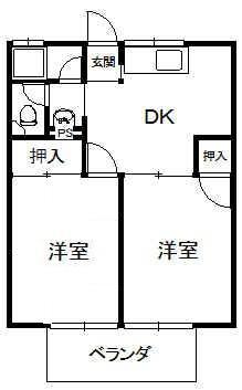 青山荘(2DK/1階)の間取り写真