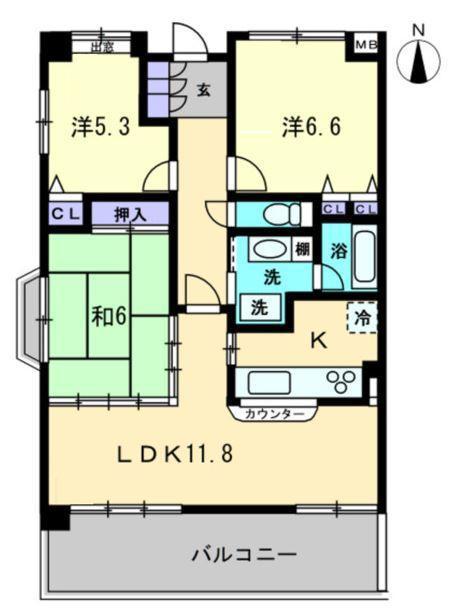 サウスフォレスト(3LDK/7階)の間取り写真