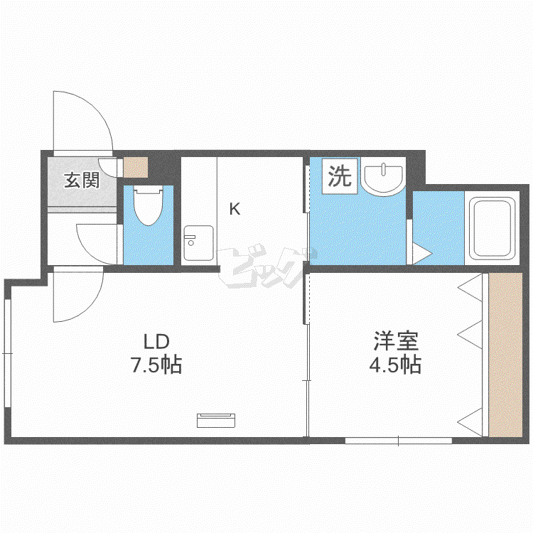 CIGAL二十四軒(1LDK/1階)の間取り写真