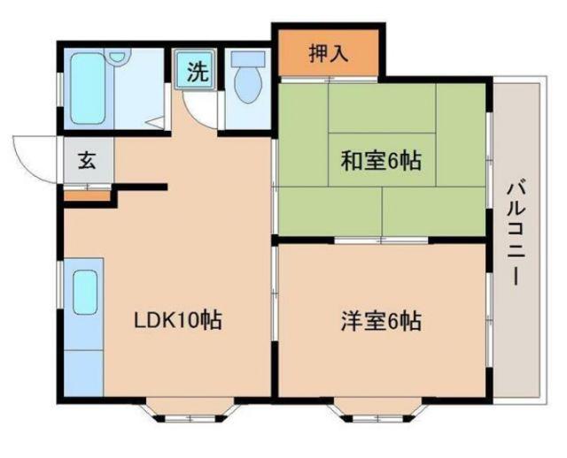 ふじコーポ中の島A(2LDK/2階)の間取り写真