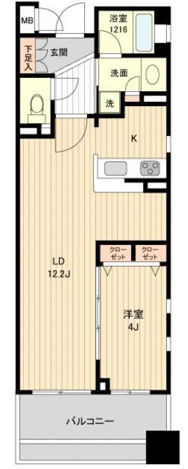 HF銀座レジデンスイースト(1LDK/4階)の間取り写真