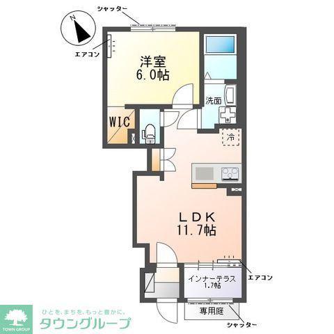 グリーンビレッジVII(1LDK/1階)の間取り写真