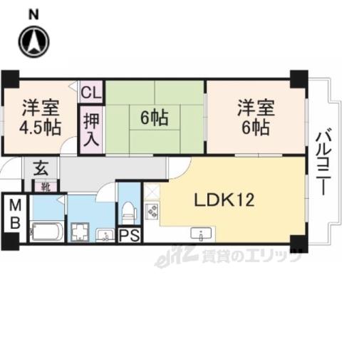 リアライズ八木(2LDK/3階)の間取り写真