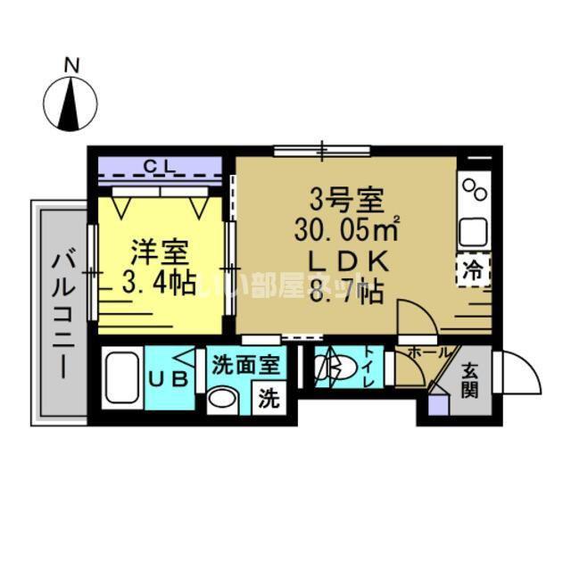 ECLAT蘇我(1LDK/3階)の間取り写真
