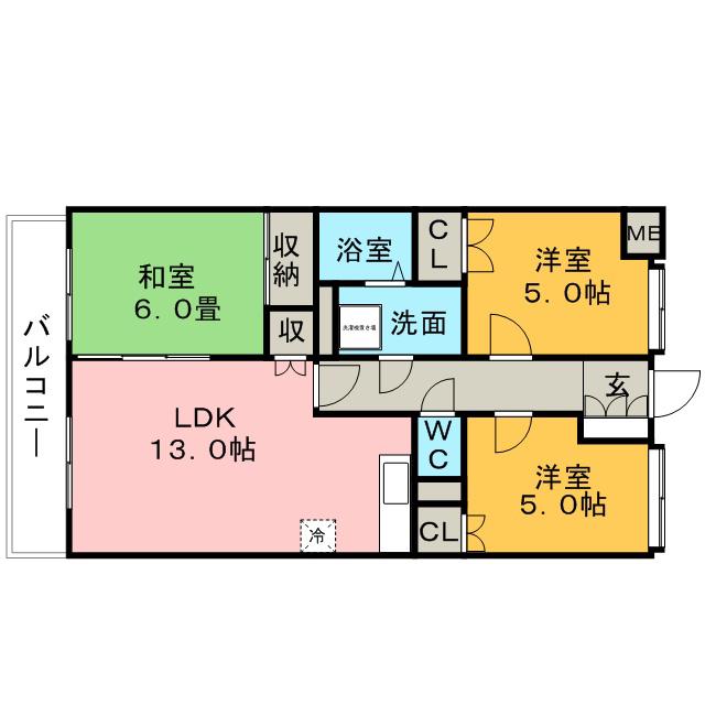 グレースハイツI(3LDK/2階)の間取り写真