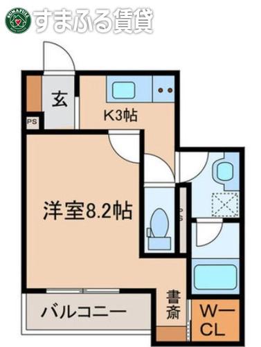 ECRASOLE安城(1K/4階)の間取り写真