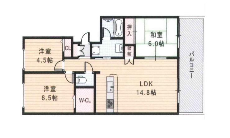 ローレルコート古市(3LDK/7階)の間取り写真