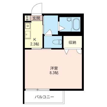 アトラス渋谷(1K/2階)の間取り写真