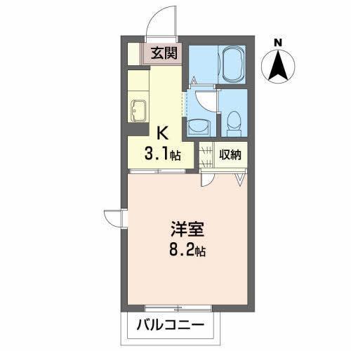 プルミエール ツーエイ(1K/2階)の間取り写真