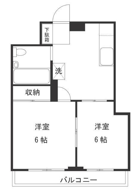 第一中清ビル(2DK/2階)の間取り写真