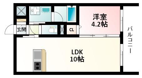 エルパシオン吹田泉町(1LDK/1階)の間取り写真