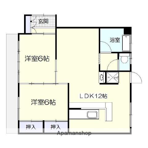 浜田ビル(2LDK/1階)の間取り写真