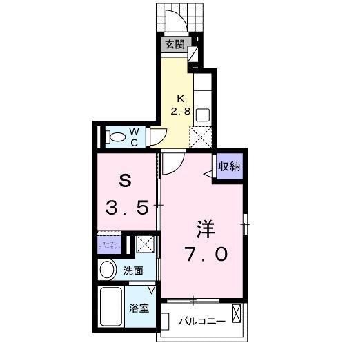 メゾンドフラン(1SK/1階)の間取り写真