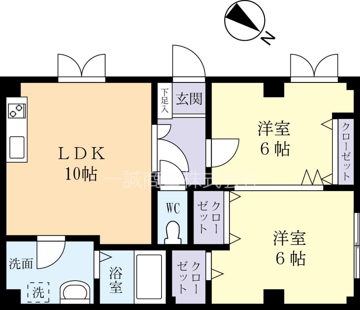ブリッジII(2DK/1階)の間取り写真