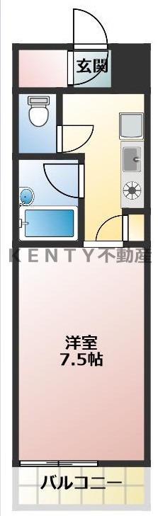 グランドールI(1K/3階)の間取り写真