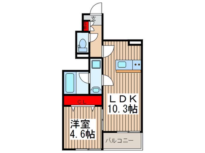 RAINBOW.FREA谷沖(1LDK/1階)の間取り写真