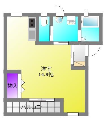 グラウハウス(ワンルーム/1階)の間取り写真