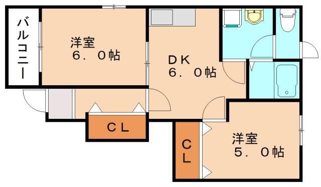 フローラヴィレッジ C(2DK/1階)の間取り写真
