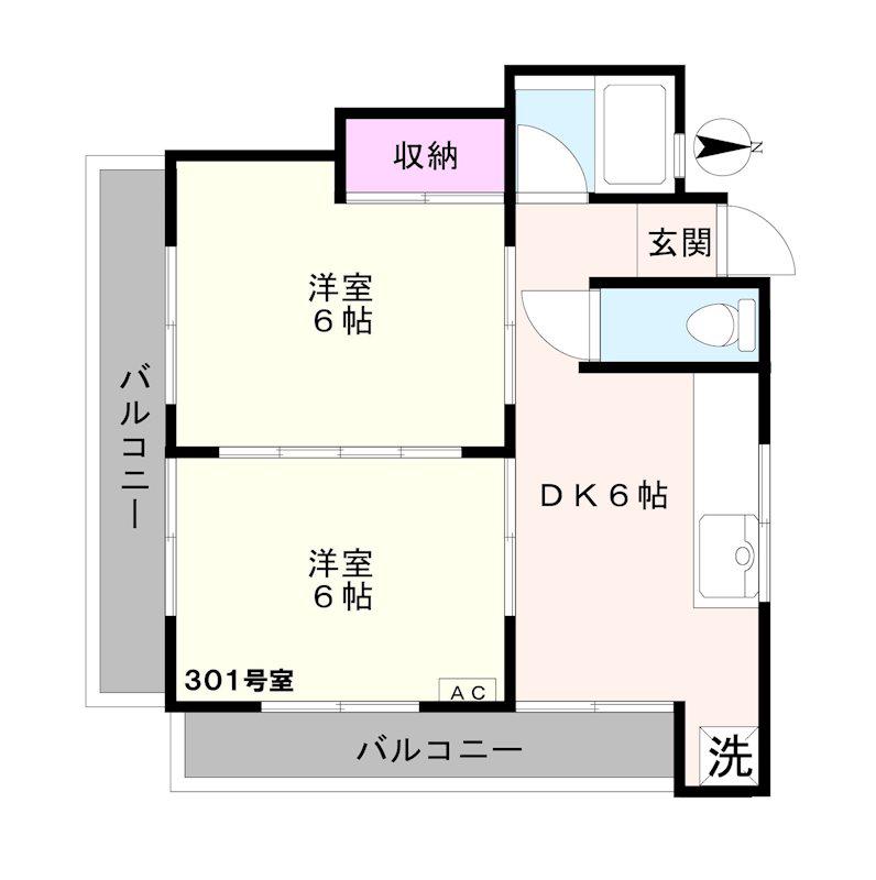 ハイム99(2DK/3階)の間取り写真