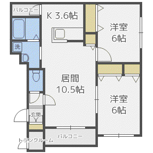 クレストN43B(2LDK/4階)の間取り写真