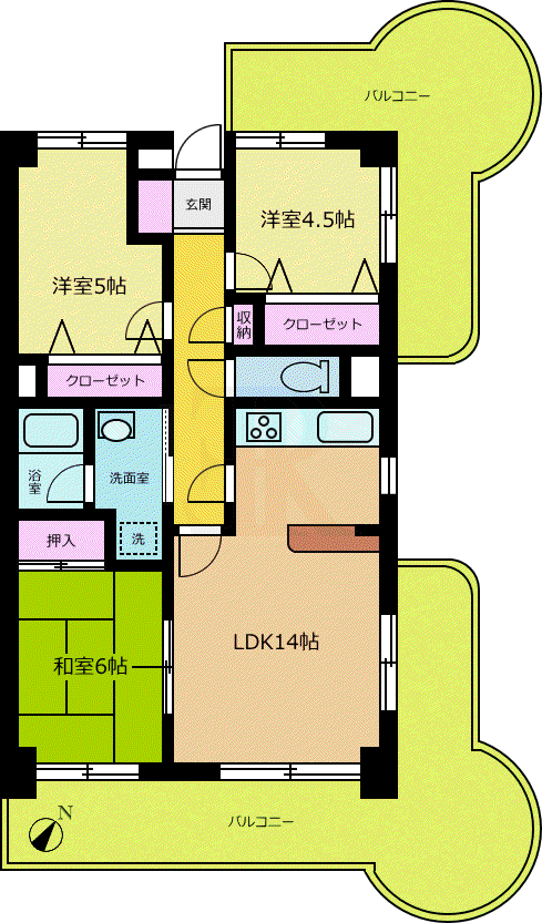グリーンステージいぶき野II(3LDK/2階)の間取り写真