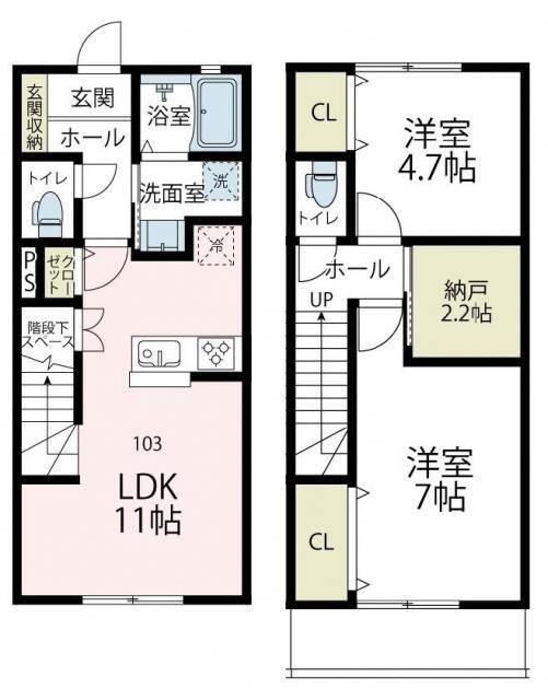 西鶴間KIガーデンズ 参番館(2SLDK/1階)の間取り写真