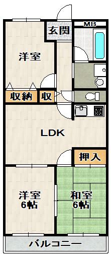 リバティパレス(3LDK/2階)の間取り写真